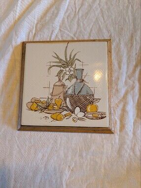 2/30$ Vintage Yellow Blue White Kitchen Tile Wall Art